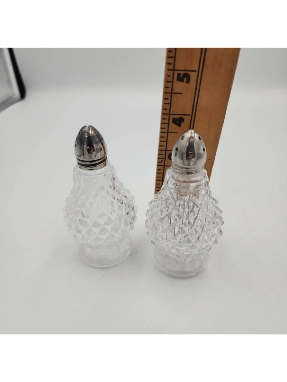 Vintage Crystal Glass Salt and Pepper Shakers 4